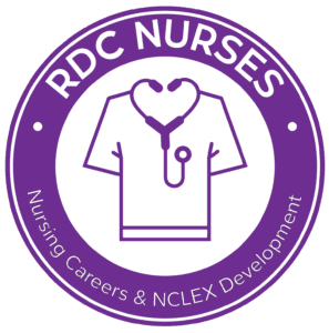 A round logo of RDC Nurses inside a circle